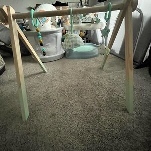 Wooden Baby Play Gym with Hanging Toys